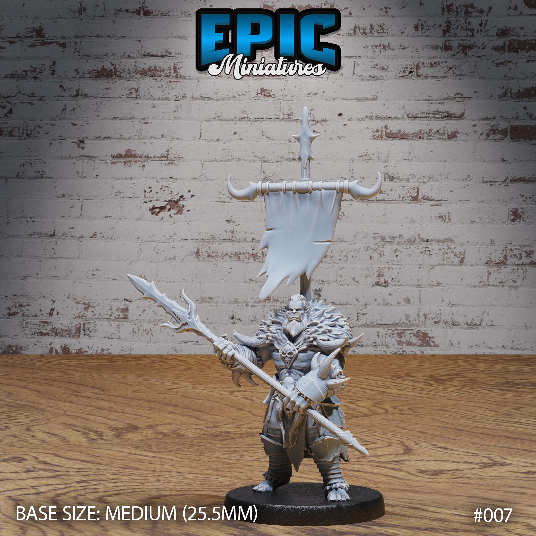 Orc Army Bannerman Spear / Green Skin Lord / Male Humanoid Warrior / Burly Raider Tribe / Beast Tamer / Evil Forest Fighter / Woodland Encounter